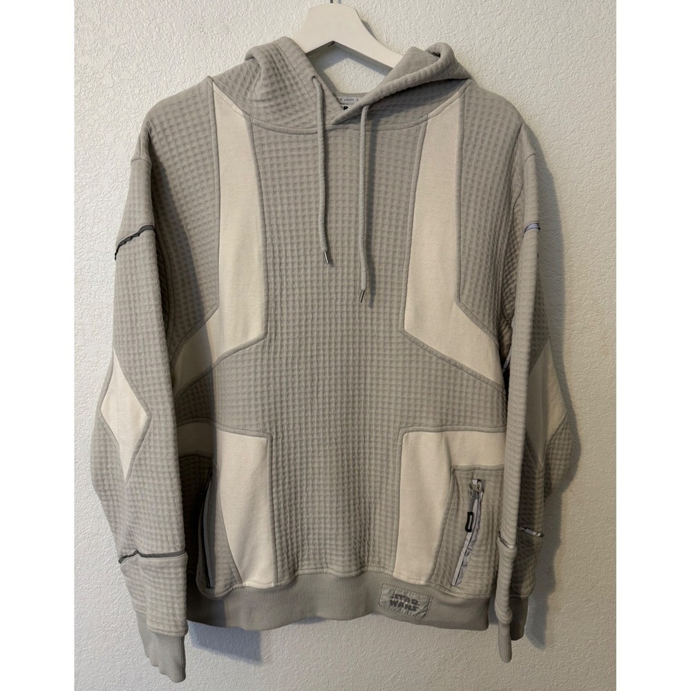 Disney Star Wars Hoodie Ashley‎ Eckstein Gray Waffle Knit Design Medium Pullover